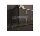 Konik Açılı Çizgili Koltuk Kanepe Ve Dolap Ayağı Mat Siyah-altın 23 Cm - 2