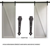 Ahır Kapı Çift Kanat Ferforje Mat Siyah Sürgü Kayar Kapı Sistemi thumbnail 4