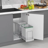 Teleskopik Raylı Plastik Gövde Çöp Kovası 16+1 Lt S2391 - 3