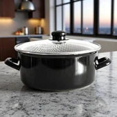 MyBru Cam Kapaklı Ve Süzgeçli Emaye Kızartma Tenceresi 24 Cm - 2