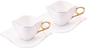 Emsan Sonsuz Aşk 2 Kişilik Kahve Fincan Takımı Beyaz Gold 100 ml thumbnail 2