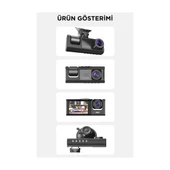 1080P Araç Içi 3 Kameralı LCD Ekranlı Gece Görüşlü , G-Sensör , Geri Görüş Kameralı Yol Kayıt Araç Kamerası - 3