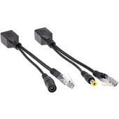 Alfais Al-4252 Pasif Poe Splıtter Dişi Erkek Power Uç Ip Kamera Poe Kablosu Siyah - 1