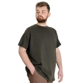 Büyük Beden Erkek Tshirt Bisiklet Yaka Basic 20031 Haki thumbnail 1