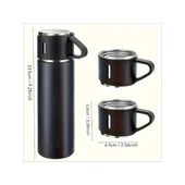 500 ml Vacuum Termos Paslanmaz Çelik 500 ml Sıcak-soğuk Termos Seti 3 Bardaklı mavi - 5