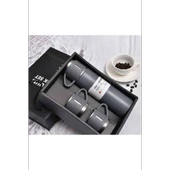 Vacuum Termos Paslanmaz Çelik 500 ml Sıcak-soğuk Termos Seti 3 Bardaklı granit gri - 1