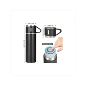 Vacuum Termos Paslanmaz Çelik 500 ml Sıcak-soğuk Termos Seti 3 Bardaklı Pembe - 4