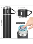 Vacuum Termos Paslanmaz Çelik 500 ml Sıcak-soğuk Termos Seti 3 Bardaklı granit gri - 4