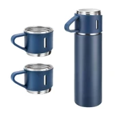 500 ml Vacuum Termos Paslanmaz Çelik 500 ml Sıcak-soğuk Termos Seti 3 Bardaklı mavi - 2