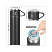 Vacuum Termos Paslanmaz Çelik 500 ml Sıcak-soğuk Termos Seti 3 Bardaklı metalik renk - 3