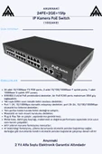 Anunnaki 10324KE 24 Port PoE Switch | 400W | 2GE Gigabit Uplink +1SFP | 250m Extend IP Kamera Uyumlu thumbnail 3
