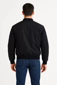 Erkek içi Astarlı Fermuarlı Bomber Mont Ceket - Siyah thumbnail 3