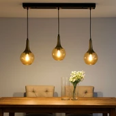 TT601-3S-SY-ESK TT Aydınlatma Mat Siyah - Eskitme 3 lü Uzun Hunili Avize thumbnail 2