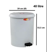 Omnipazar SY-4219 Gri Pedallı Yuvarlak Çöp Kovası İç Kovalı 40 Litre - 2