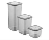 Omnipazar SY-2734 Fresca Kare Erzak Saklama Kabı Sert Kapak 3'lü Set - 1