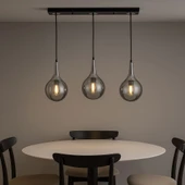 TT601-3S-SY-KR TT Aydınlatma Mat Siyah - Krom 3 lü Uzun Hunili Sıralı Avize thumbnail 3