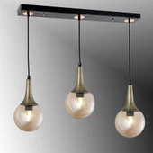 TT601-3S-SY-ESK TT Aydınlatma Mat Siyah - Eskitme 3 lü Uzun Hunili Avize thumbnail 1