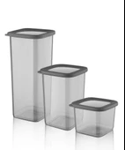 Omnipazar SY-2735 Fresca Kare Erzak Saklama Kabı Silikon Kapak 3'lü Set - 1