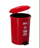 Omnipazar SY-4219 Kırmızı Tıbbi Atık Pedallı Yuvarlak Çöp Kovası İç Kovalı 40 Lt - 1