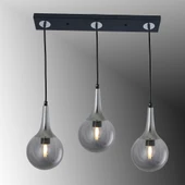 TT601-3S-SY-KR TT Aydınlatma Mat Siyah - Krom 3 lü Uzun Hunili Sıralı Avize thumbnail 1