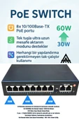 Anunnaki AN1028MN 8 Port PoE Switch | 120W | 2 Uplink | 250m Extend | IP Kamera Uyumlu AI Watchdog thumbnail 4