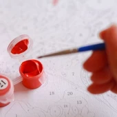 Çerçeveli Ren Nehrinde Yıldızlı Geceler Kanvas Sayılarla Boyama Seti Kasnaklı  40cm x 50 cm thumbnail 4