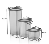 Omnipazar SY-2734 Fresca Kare Erzak Saklama Kabı Sert Kapak 3'lü Set - 2