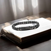 Kilit Mekanizmalı Siyah Kral Zincir Bileklik 6Mm 3183CZB1D93 thumbnail 3