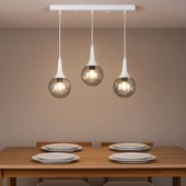 TT601-3S-FULLBY TT Aydınlatma Mat Beyaz 3 lü Uzun Hunili Sıralı Avize thumbnail 2