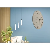 Ahşap Minimal Dekoratif Duvar Saati - 33x33 Cm Krem thumbnail 3