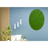 Ahşap Minimal Dekoratif Duvar Saati - 33x33 Cm Yeşil thumbnail 1