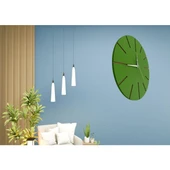 Ahşap Minimal Dekoratif Duvar Saati - 33x33 Cm Yeşil thumbnail 3