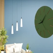 Ahşap Minimal Dekoratif Duvar Saati - 33x33 Cm Koyu Yeşil thumbnail 2