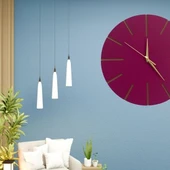Ahşap Minimal Dekoratif Duvar Saati - 33x33 Cm Fuşya thumbnail 1