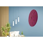Ahşap Minimal Dekoratif Duvar Saati - 33x33 Cm Fuşya thumbnail 3