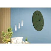 Ahşap Minimal Dekoratif Duvar Saati - 33x33 Cm Koyu Yeşil thumbnail 3