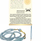 Namaz Tesbihi Vavlı 99'lu Cam İncili Amenerrasulü Dua Kartı İle Mavi Renk Hediyelik - 1