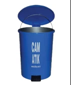 Omnipazar SY-4219 Mavi Cam Atık Kovası Pedallı Yuvarlak İç Kovalı 40 Lt - 3