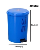Omnipazar SY-4219 Mavi Cam Atık Kovası Pedallı Yuvarlak İç Kovalı 40 Lt - 2
