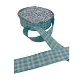Tafta Ekoseli Kurdele 25 Mm Mint 2 Metre - 2