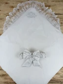 Yenidoğan Pırıltı Taç Nakışlı İnci Delüks Kundak Bebek Battaniyesi thumbnail 3