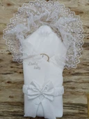 Yenidoğan Sahra Taç Lucky Baby Nakışlı Kumru Kundak Bebek Battaniyesi thumbnail 1
