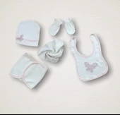 Uçan Kelebekler Nakışlı %100 Cotton Antibakteriyel 10lu Zıbın Takımı Hastane Çıkışı thumbnail 2