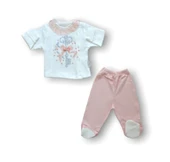 Kanaviçe Nakışlı %100 Cotton Antibakteriyel 5li Zıbın Takımı Hastane Çıkışı thumbnail 2