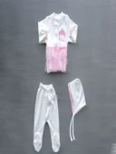 Taçlı Prensesim Nakışlı %100 Cotton Antibakteriyel 10lu Zıbın Takımı Hastane Çıkışı thumbnail 2