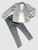 4-5-6 Yaş Kot Pantolonlu Pilot Mont Uzun Kollu Penye Sweat 3lü Erkek Çocuk Takımı thumbnail 1