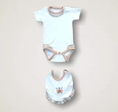 Erguvan Taç Nakışlı %100 Cotton Antibakteriyel Kız Bebek 10lu Zıbın Takımı Hastane Çıkışı thumbnail 3