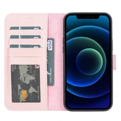 Apple iPhone 13 Pro Max Uyumlu Deri Cüzdanlı Kılıf NU2 Pembe thumbnail 2