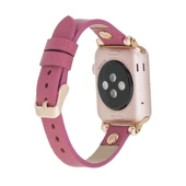 Apple Watch Uyumlu Deri Kordon 38-40-41mm RT CP4 Fuşya thumbnail 2