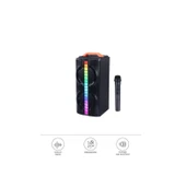 1790 Kablosuz Mikrofonlu RGB Ledli Taşınabilir Bluetooth Hoparlör Parti Speaker - 1